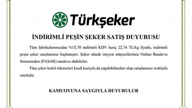 Türkşeker'den şeker fiyatları ile ilgili önemli duyuru! Yüzde 15,7 indirim yapıldı!