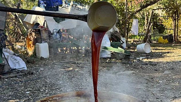 Üzümler Kazanlarda Kaynadı, Kışlık Pekmez Hazırlandı