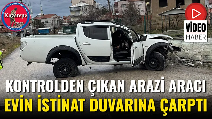Kontrolden Çıkan Arazi Aracı Evin İstinat Duvarına Çarptı