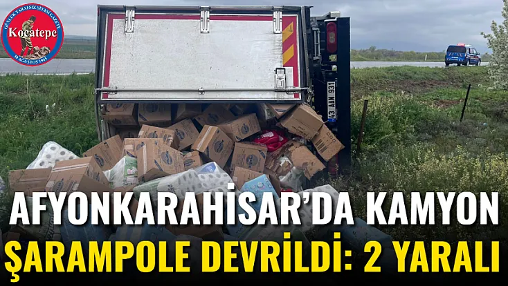 Afyonkarahisar’da Kamyon Şarampole Devrildi: 2 Yaralı