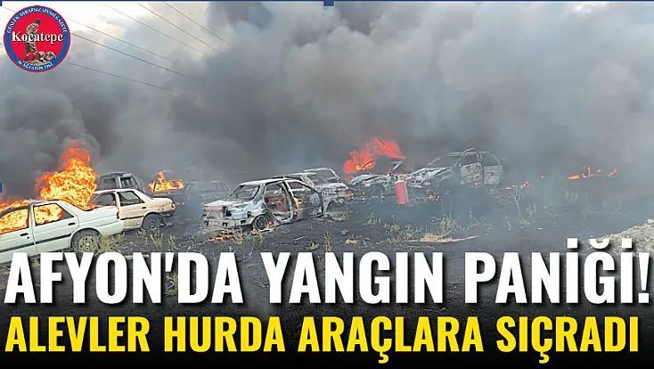 Afyon'da Yangın Paniği! Alevler Hurda Araçlara Sıçradı
