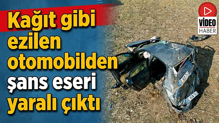 Kağıt Gibi Ezilen Otomobilden Şans Eseri Yaralı Çıktı