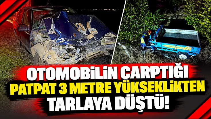 Otomobilin Çarptığı Patpat 3 Metre Yükseklikten Tarlaya Düştü