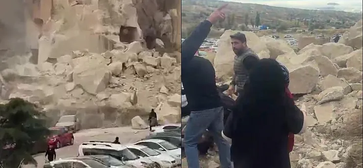Kapadokya'da Peribacası Yıkıldı, Yaralılar Var