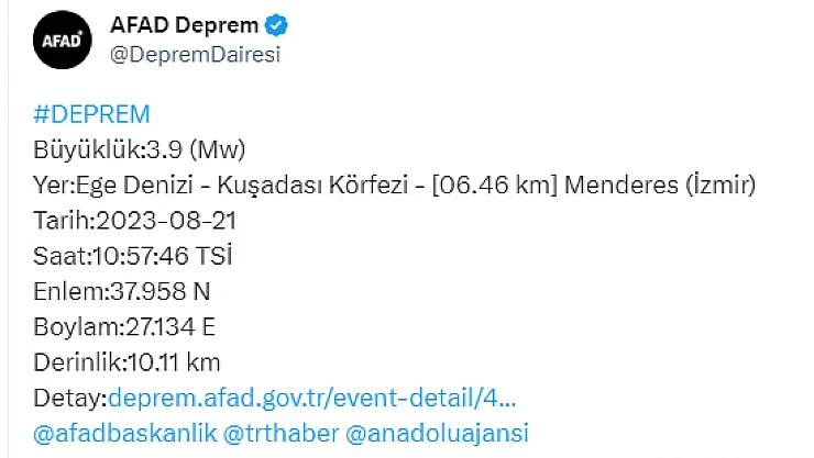 Afyon’dan sonra Ege de sallandı