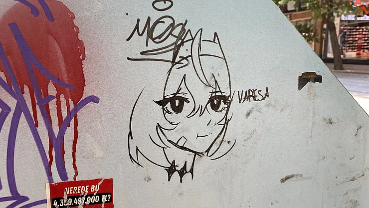 Çöp Kutusunun Üzerine Çizilen 'Anime Kızı' Dikkat Çekti