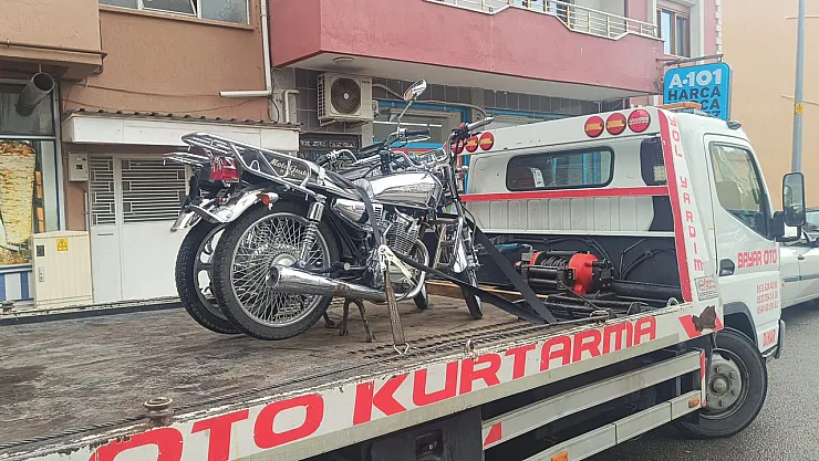Dinar'da 8 Motosiklet Trafikten Men Edildi