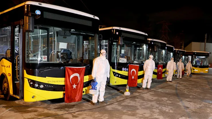 Halk otobüsleri  koronavirüse karşı ilaçlandı