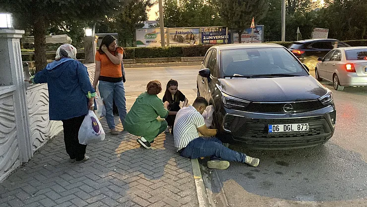 Otomobilin Kaputunda Mahsur Kalan Kediyi Kurtarmak İçin Mahalleli Seferber Oldu