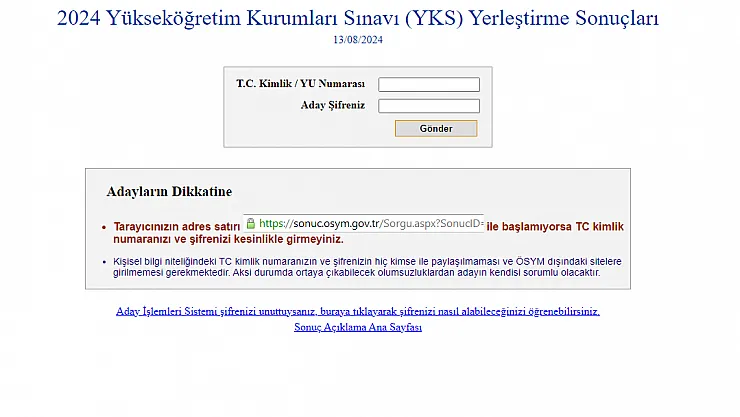 Son Dakika! 2024 YKS Yerleştirme Sonuçları İçin Tıkla
