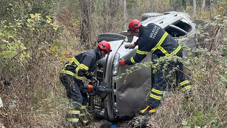 Uçurumdan Yuvarlanan Araçtan Burnu Bile Kanamadan Çıktı
