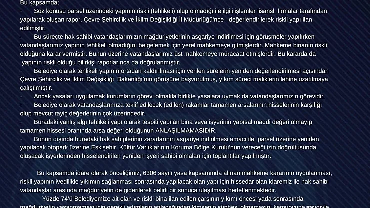 “Yıkmak zorundayız, mağdur etmemeye çalışıyoruz”