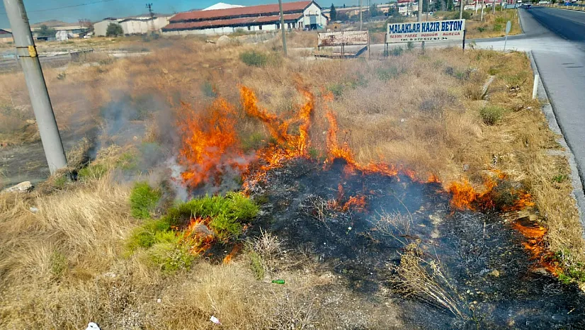 Afyon'da Yol Kenarında Anız Yangını! Sürücüler Zor Anlar Yaşadı
