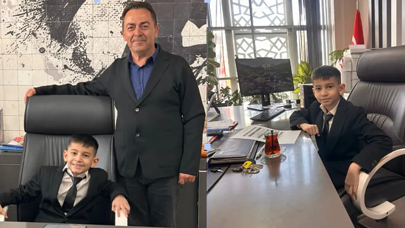Müdür Koltuğuna Oturan Küçük Çocuk İlk Talimatıyla Arkadaşlarını Sevindirdi