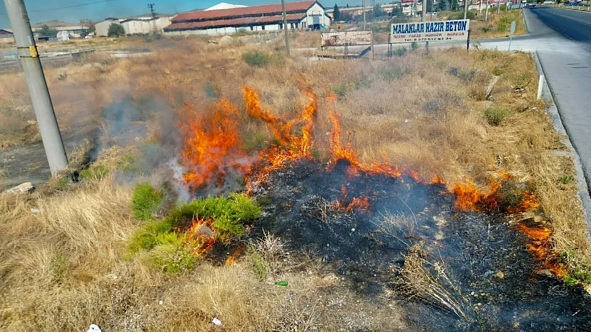 Afyon'da Yol Kenarında Anız Yangını! Sürücüler Zor Anlar Yaşadı