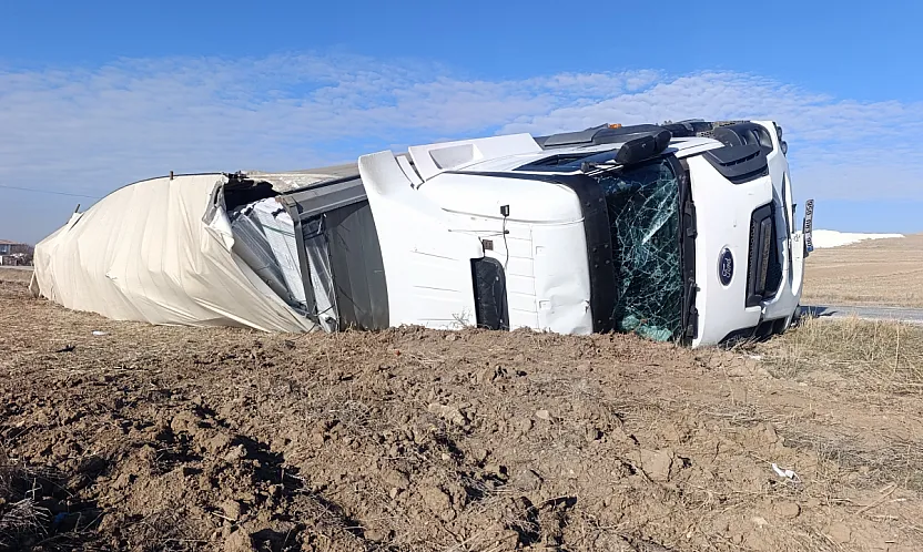 Afyon'da Kalorifer Peteği Yüklü Tır Devrildi