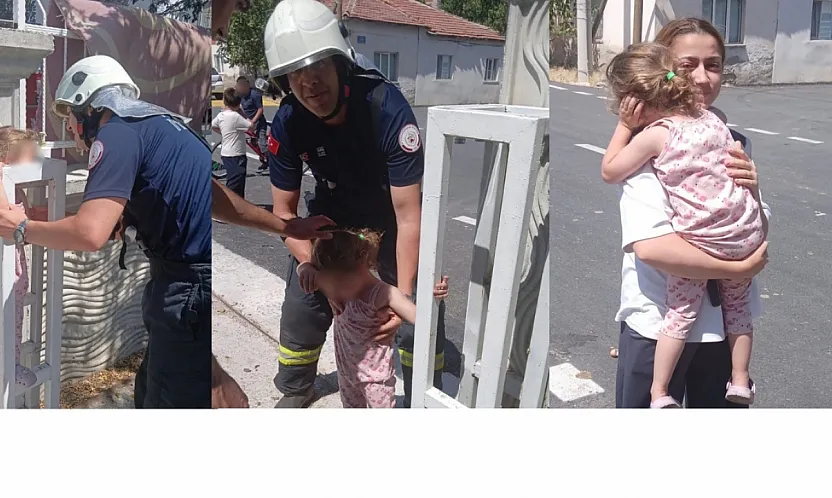 Afyon'da Yürekleri Ağza Getiren Olay! Küçük Çocuğu İtfaiye Kurtardı